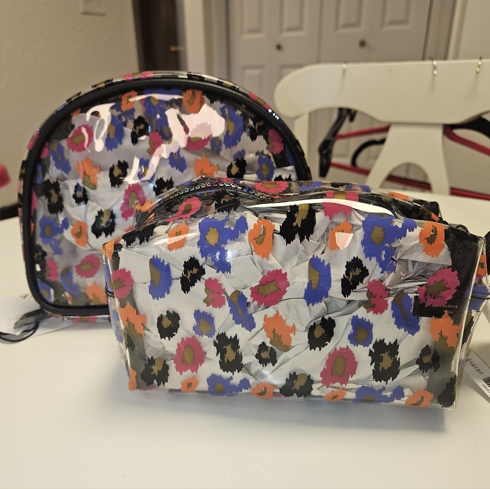 Kate Landry Multicolor Leopard Cosmetic Bag Set